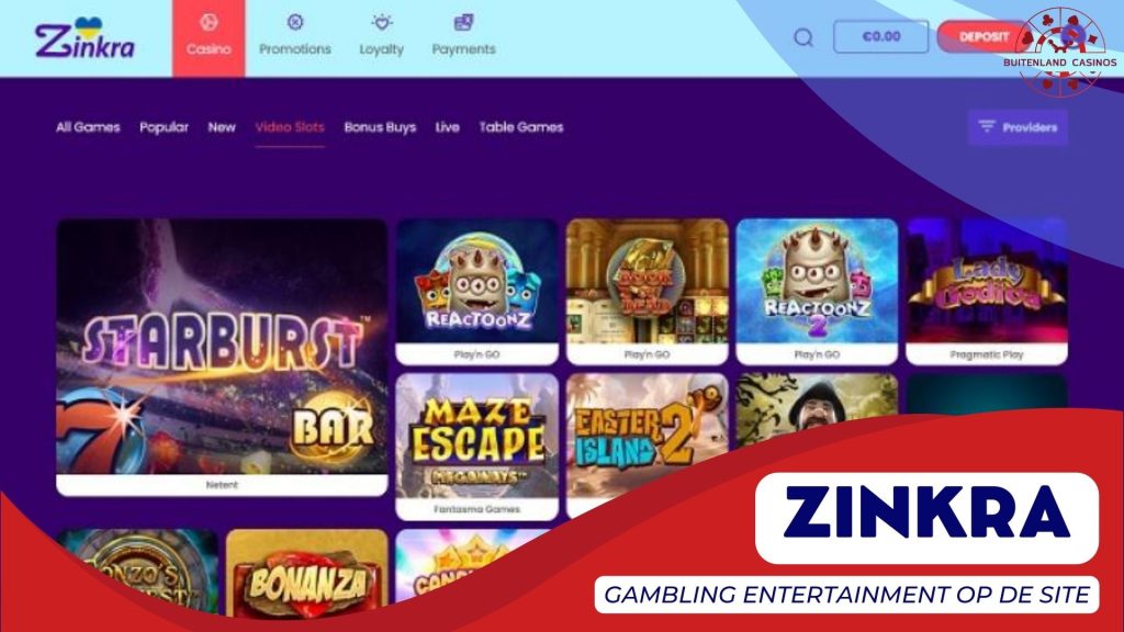 Gambling entertainment op de site Zinkra